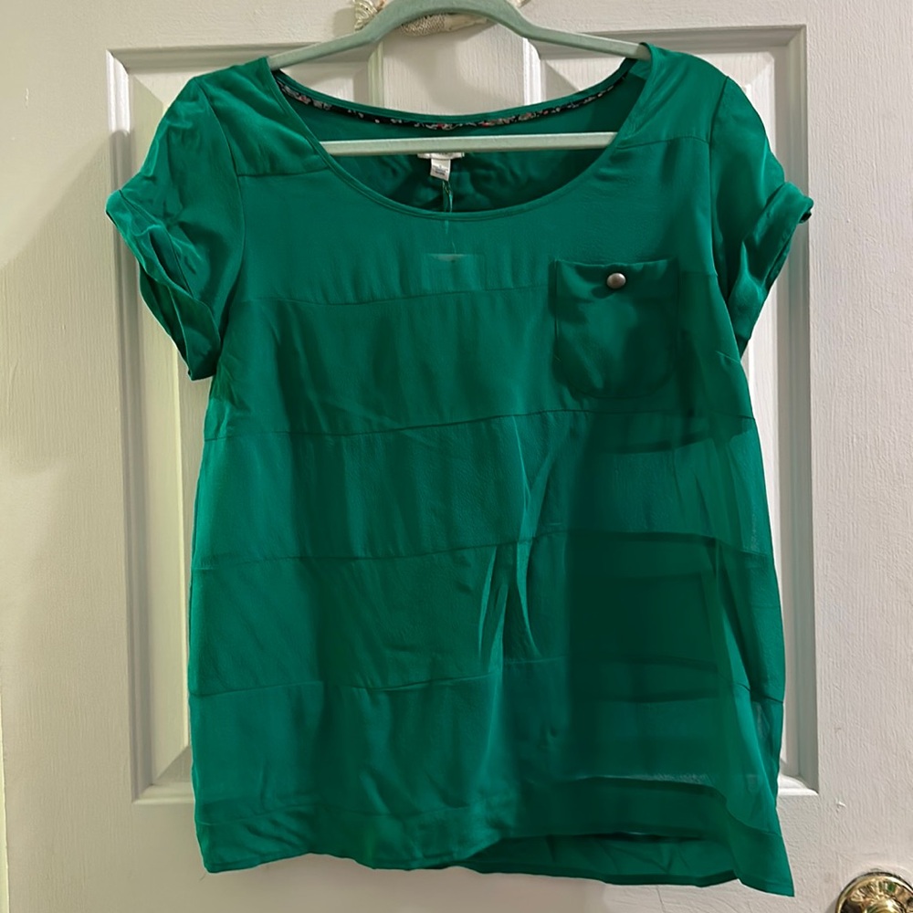 Anthropologie silk short sleeve blouse